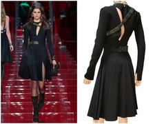 F/W 2015 Look #19 Versace Black Dress with Cutouts and Embroidery 38 - 2