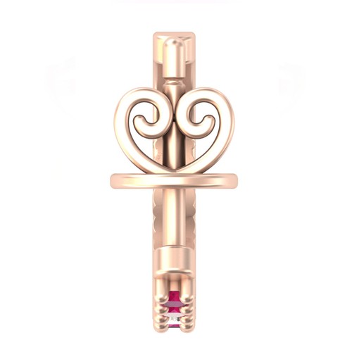 14KT Rose Gold Ruby & Diamond Half Hoop Earrings Small Huggie Gift for Her - Picture 4 of 7