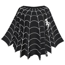 Women's Halloween Costumes Spider Web Poncho Shawl Cape Rave Party Cosplay To...