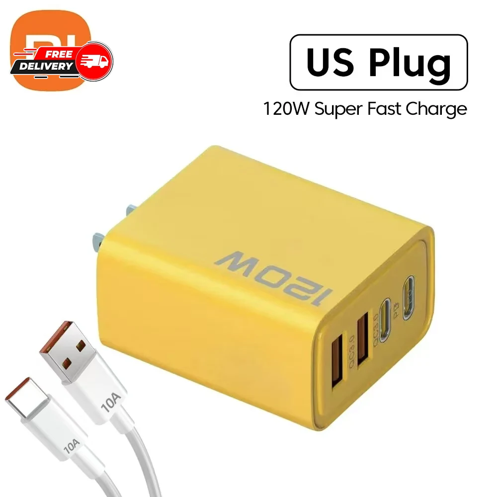 Xiaomi 10A 120W Ultra Fast Charger Cable Super Fast Charger 4Port USBC PD Quick-image