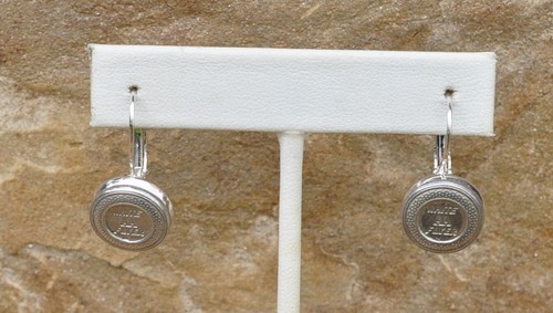 White Flyer Clay Pigeon Target Leverback Earrings Pewter Made USA Trap Shooting - Picture 3 of 5
