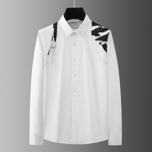 Hot Metal Buckle Strap Men's Shirt Slim Fit Formal Shirt Party Clothing Tops - Picture 10 of 10