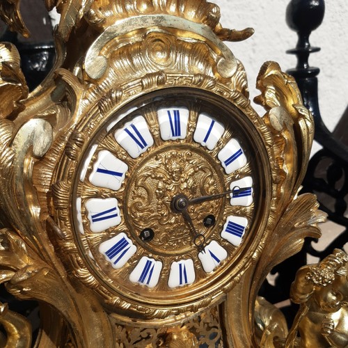 Reloj gigante cártel dorado MusealeChateau bronce alrededor de 1840, péndulo de hilo, ¡70 cm! - Imagen 10 de 12