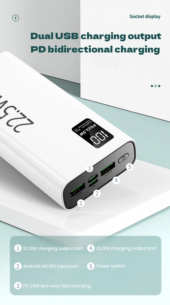 Power Bank 20000mAh 20W Charging Portable External Battery Backup For Cell Phone Power Bank 20000mAh 20W Charging Portable External Battery Backup For Cell Phone