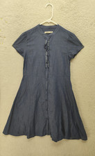 Old Navy Women Dress Extra Small Blue 100% Cotton Short Sleeve Button Down Mini