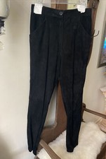 Anna Piazza Pitti Firenze Black Genuine Suede Pleated High Waist Pants Italy