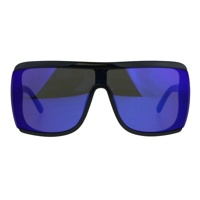 Oversized Shield Sunglasses Unisex Fashion Square Flat Top Shades UV400 Black