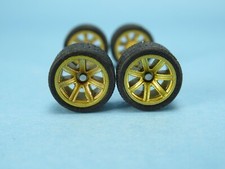 1/64 Wheels 1/64 Wheel and Tire Set Real Riders 7-Spoke Style Gold V-78