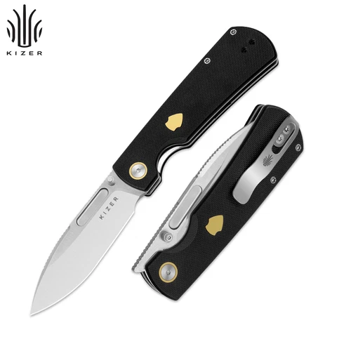 Kizer Retro Folding Pocket Knife Nitro-V Blade G10 & Brass Handle V4726A2