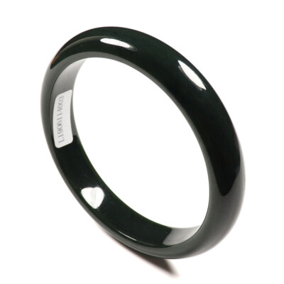 62mm Certified A 100% Natural Black Green Nephrite Jade Bangle Bracelet 42062