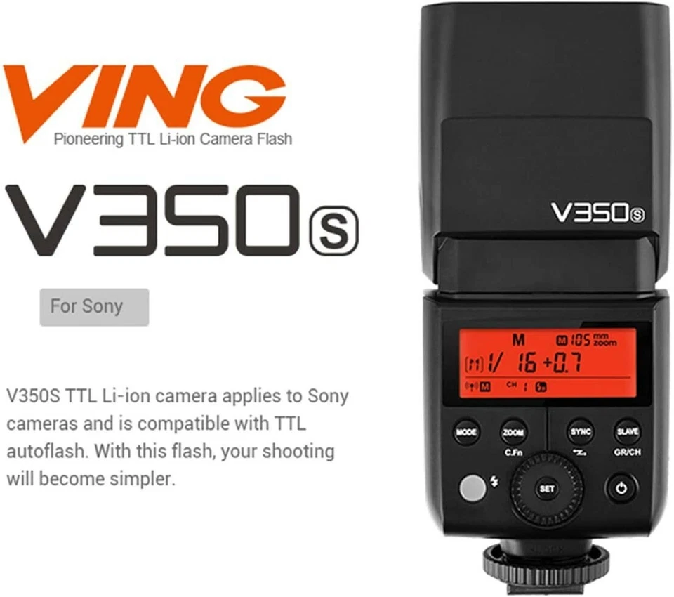 Godox V350S 2.4G TTL Li-ion Camera Flash 1/8000s Wireless Transmission For Sony - Image 2 of 4
