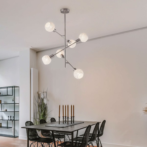 Deckenleuchte Esszimmerlampe Spotleuchte Schwenkbar 6 Flammig E14 Papiergeflecht-image