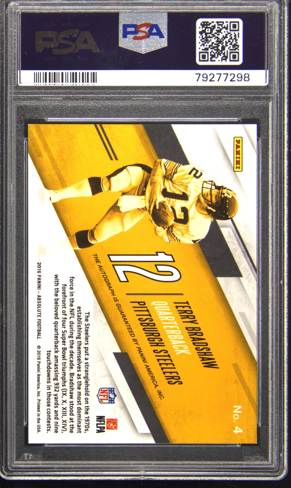 2016 Absolute Marks of Fame Autographs 4 Terry Bradshaw Numbers 7/12