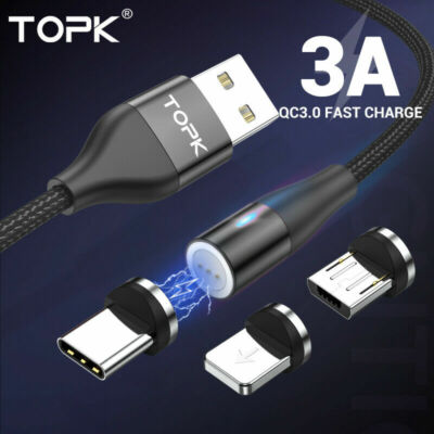 TOPK 3A Magnetic Fast Charging Cable USB Type C iPhone Charger Data Sync  Cord