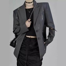 Women's Blazer Coat Nail Diamond Tassel Loose Fitting Autumn Sequin Suit Jacket