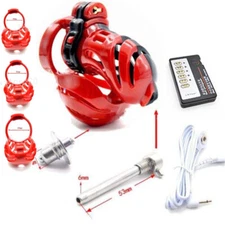 E-Stim Shock Chastity Cage 3 Sizes Ring Ball Stretcher Sounding Lockable Bondage