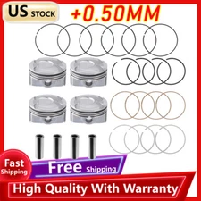 Oversize +0.50MM Piston Ring & Pistons Kit For 12-16 Hyundai Kia Accent Rio 1.6L