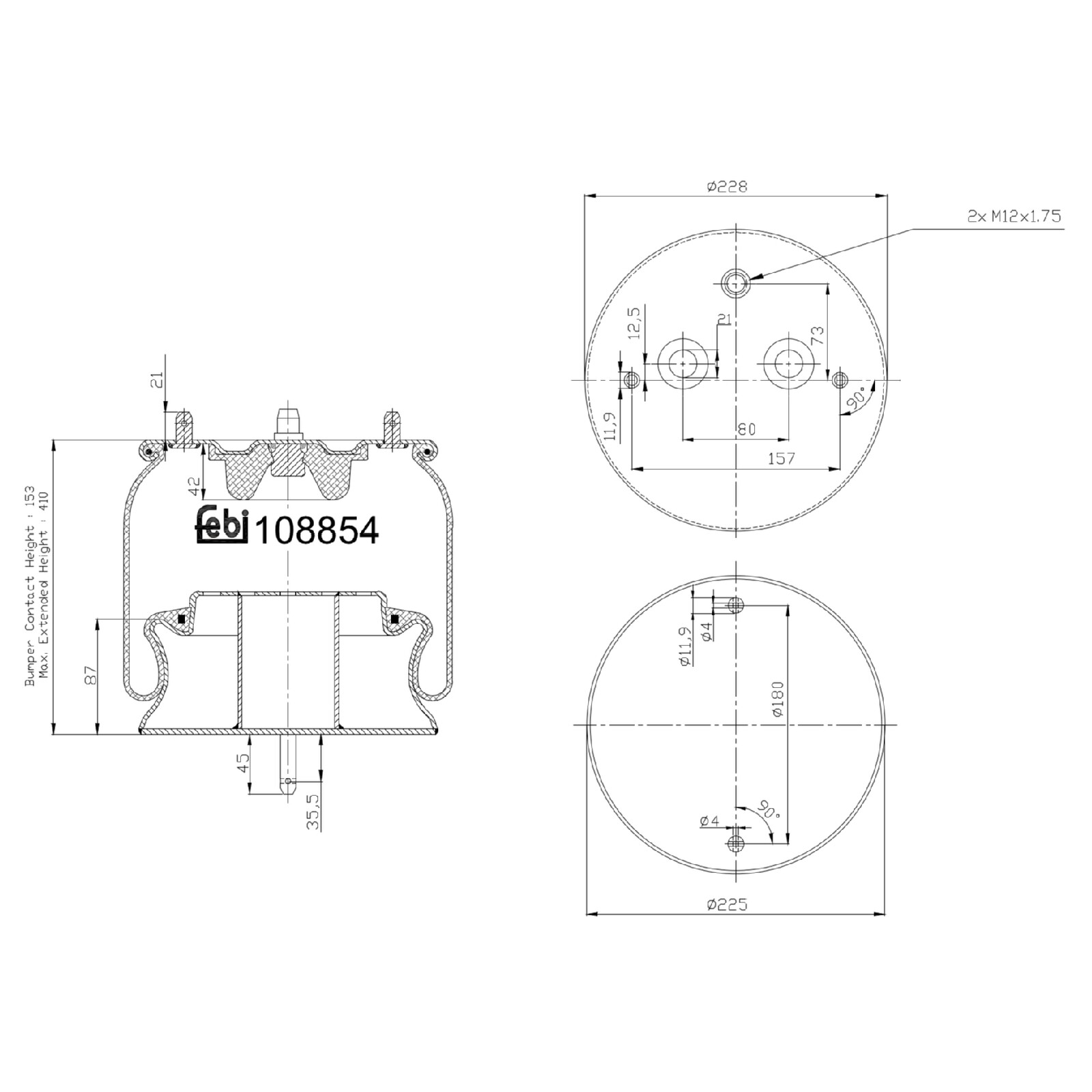 Febi Bilstein Air Spring 108854 - OEM Quality for Scania - Precision Fitment