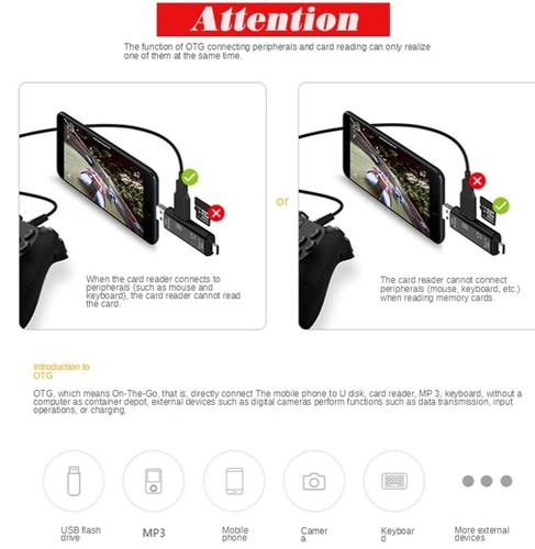 5 in 1 Multifunktions USB 2.0 Typ C/USB/Micro USB/TF/SD Speicherkartenleser - Bild 5 von 14