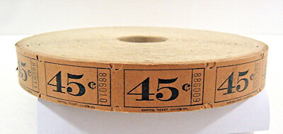 Vintage Ticket Roll Capitol 45 Cent Amusement Carnival Prizes Old Stock