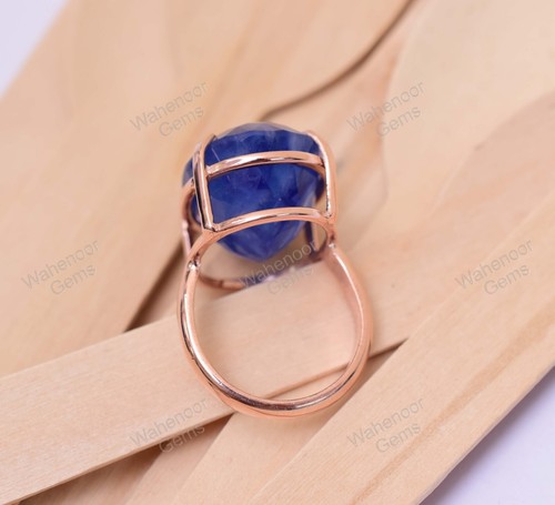 Oval Blue Tanzanite 925 Sterling Silver Ring Huge Size Cocktail Ring Certified - Picture 7 of 9