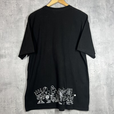 Vintage Stussy Character Cartoon Logo Spell Out Tee Shirt Black L