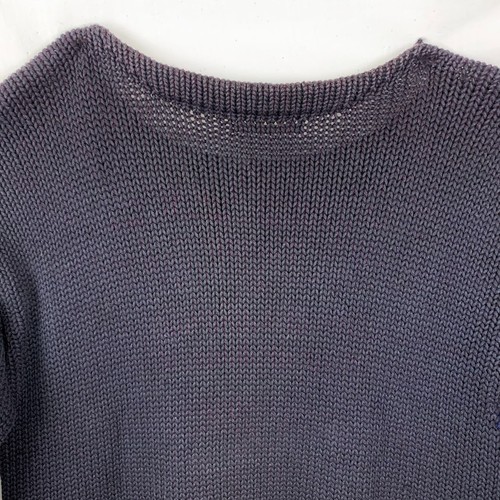 Antique Hand Knit Letter Sweater White Felt E Navy Blue Wool Pullover Flawed - Picture 6 of 10