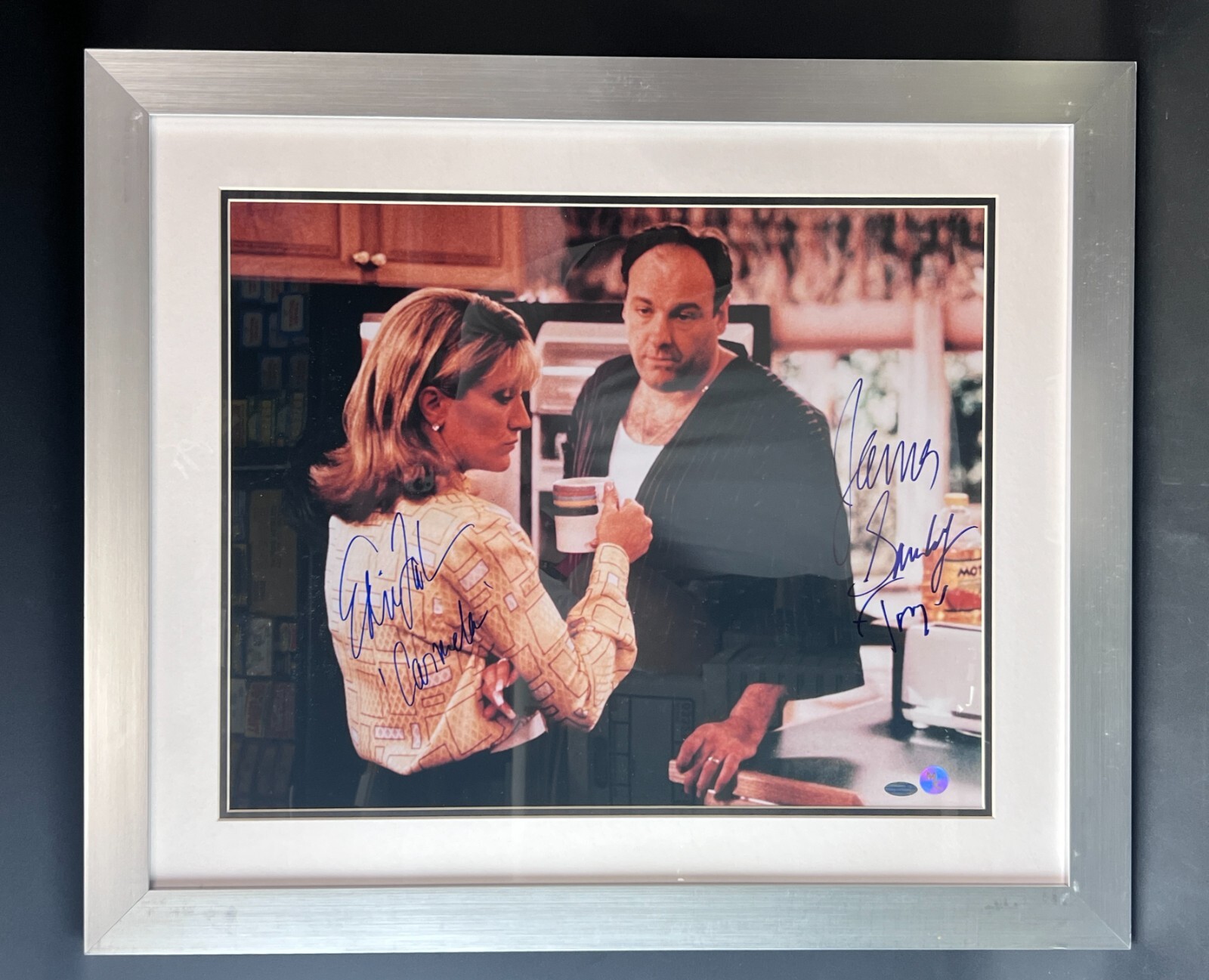 Edie Falco & James Gandolfini Autographed Signed Sopranos 16x20 Framed Photograph w/ COA 