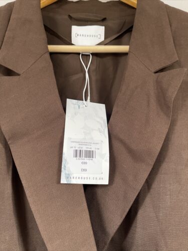 WAREHOUSE Oversized Sleeveless Jacket Brown Size UK 12, RRP £69 - Picture 4 of 7