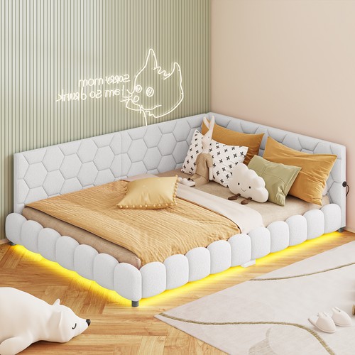 Tagesbett 2in1 Schlafsofa Polsterbett 140x200 Bettgestell mit Lattenrost LED&USB - Bild 9 von 11