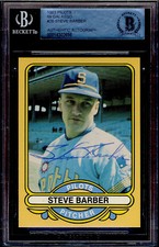 Beckett Certified Steve Barber Autographed  1983 Seattle Pilots Card RARE