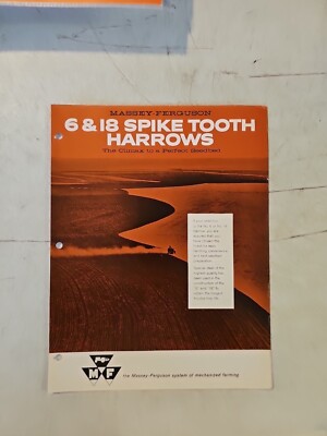 Vintage 1958 MASSEY-FERGUSON 6 & 18 Spike Tooth Harrows Dealer Sales Brochure