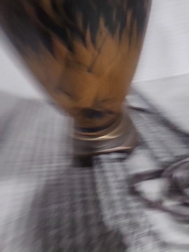 Vintage Keramik Palmenlampe goldfarben braun/schwarz Akzente ohne Schirm 24" hoch - Bild 11 von 19