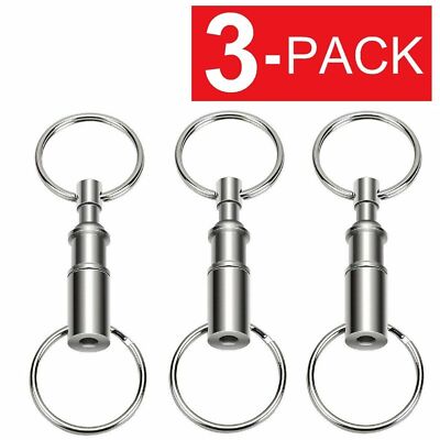 3-Pack Detachable Pull Apart Quick Release Keychain Key Rings Chain