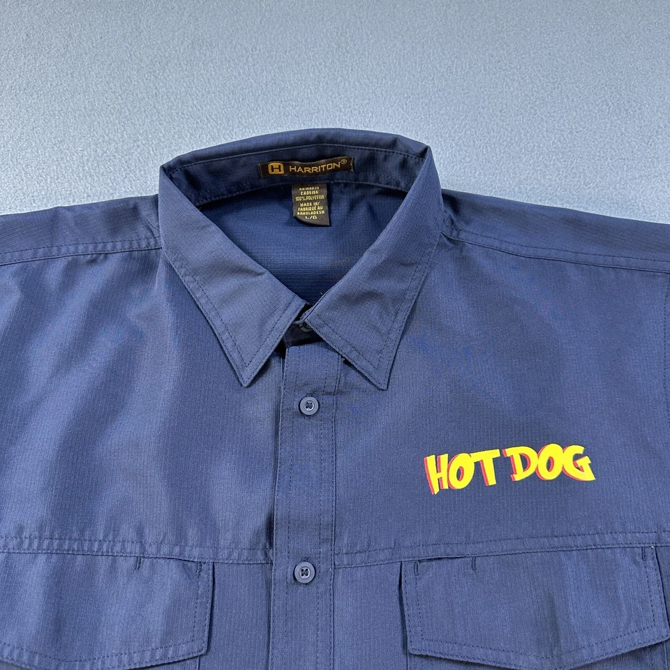 Harriton Shirt Mens Large Blue Short Sleeve Polyester Ripstop Vented Fishing - Image 4 of 4