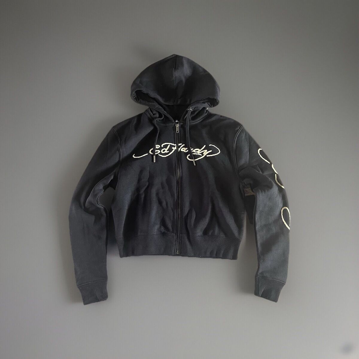 Ed Hardy NWT Full Zip Skull Jacket SKULL CROPPED HOODIE Y2K Ed Hardy NWT Full Zip Skull Jacket SKULL CROPPED HOODIE Y2K