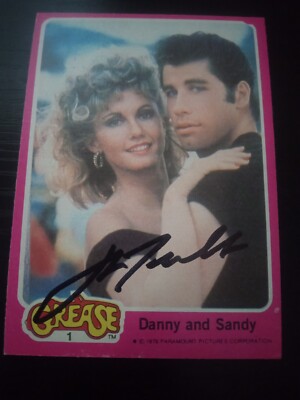 1978 Topps Grease #1 Danny and Sandy autographed card by John Travolta