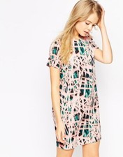 ASOS Massimo Abstract Short Sleeve Mini Dress Size 10
