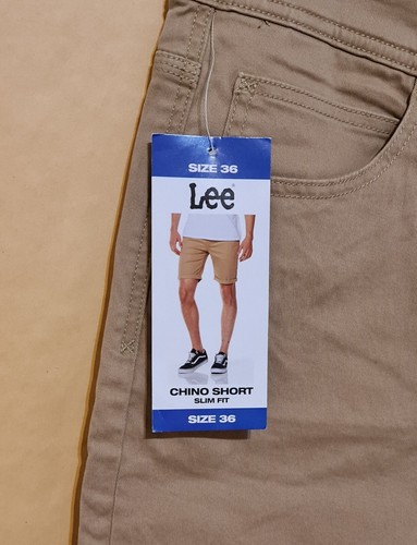 Lee Men's Slim Fit Stone (camel) Stretch Chino Shorts Size:36 NEW Free Post - Picture 7 of 8