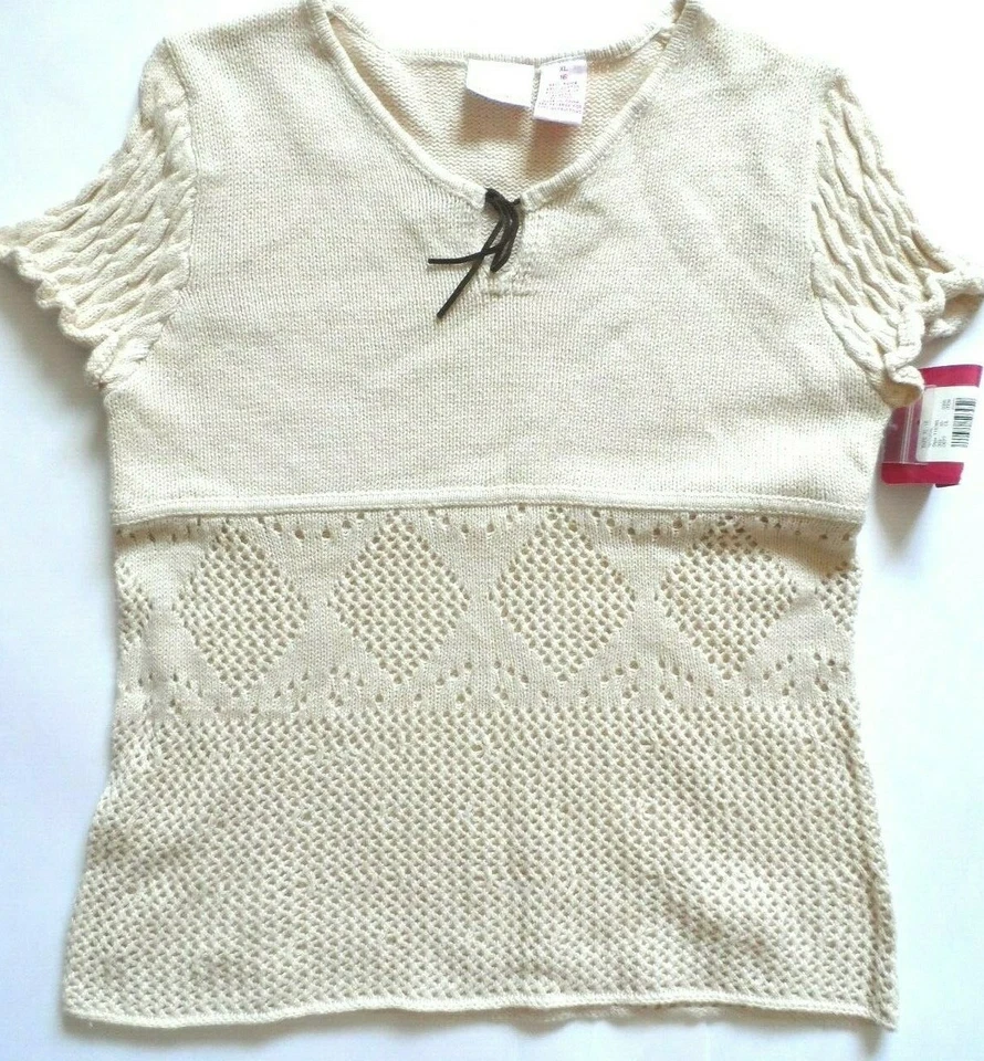 Blusa de malha feminina júnior manga curta - Rosa, verde, bege () - Imagem 2 de 3