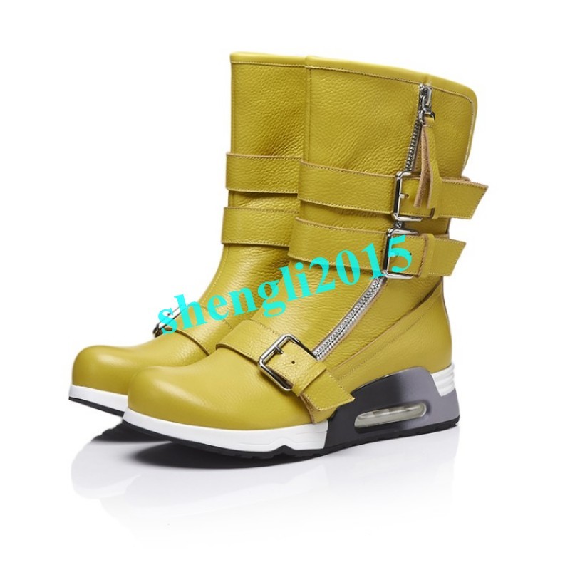 botas Para Para Para Mujer Cuero Genuino Hebilla Plataforma Motocicleta mitad de la Pantorrilla botas Motorista Nuevo df98d0 botas Para Para Para Mujer Cuero Genuino Hebilla Plataforma Motocicleta mitad de la Pantorrilla botas Motorista Nuevo df98d0