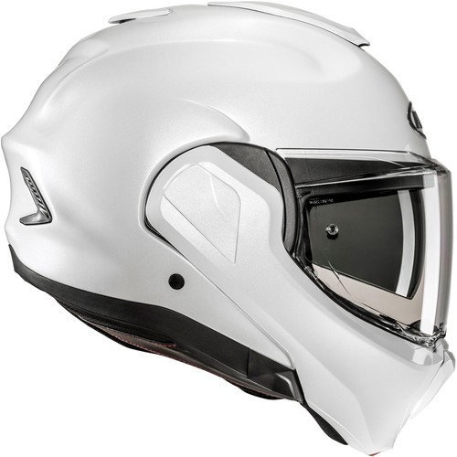 HJC F100 Plain Pearl White Flip Front Motorcycle Helmet Flip-Back Modular System - Picture 4 of 10