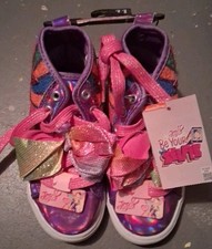 New with Tags Girls JoJo Siwa Sparkle Swirl Rainbow Star Bow Sneakers Size 11