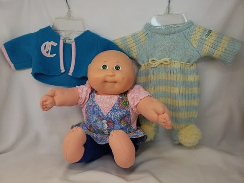 Cabbage Patch Kids Newborn Baby Doll Bald 2 Outfits Xavier Roberts 1982 Coleco