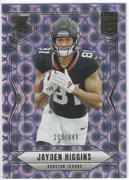 2025 Elite JAYDEN HIGGINS Texans Rookie Lavender Pyramids Parallel # 134 #d/649