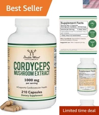 Aging Support with 210 Cordyceps Capsules - 1,000MG Formula by Double Wood