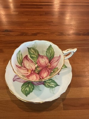 Royal Stafford Pink Trillium Bone China cup & saucer Vintage Very Pretty