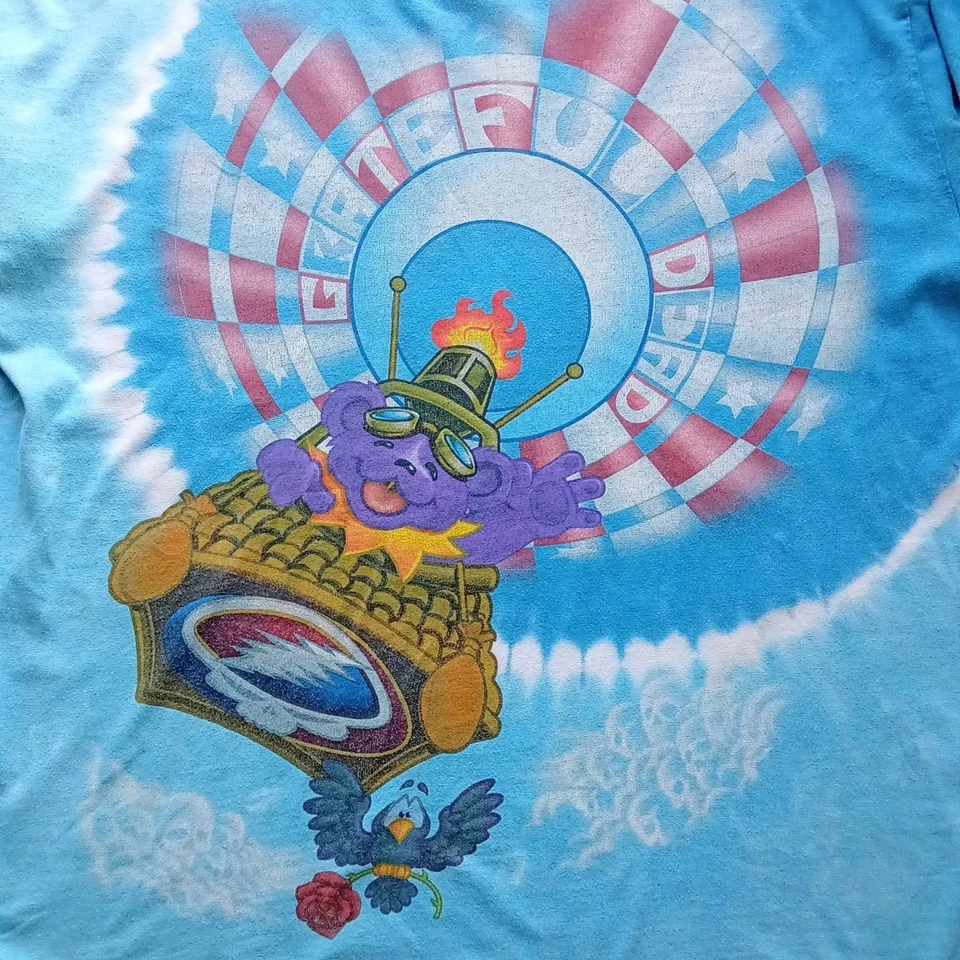 GRATEFUL DEAD mens XL tshirt blue tie dye purple bear balloon 2007 Liquid Blue - image 2 of 4