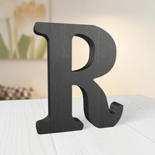 6 Inch Rustic Black Wood Letters Unfinished Wood Letters for Wall Decorative Bla