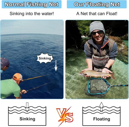 PLUSINNO Floating Fishing Net for Steelhead, Salmon, Fly, Kayak, Catfish, Bass, - Picture 6 of 7